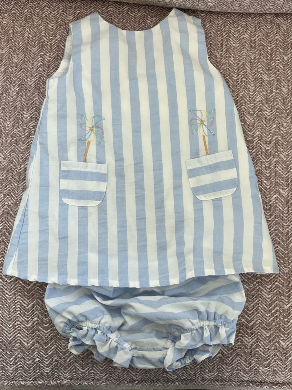 Sophie & Lucas Blue Stripe Swing Dress with Bloomers Size 24 Months